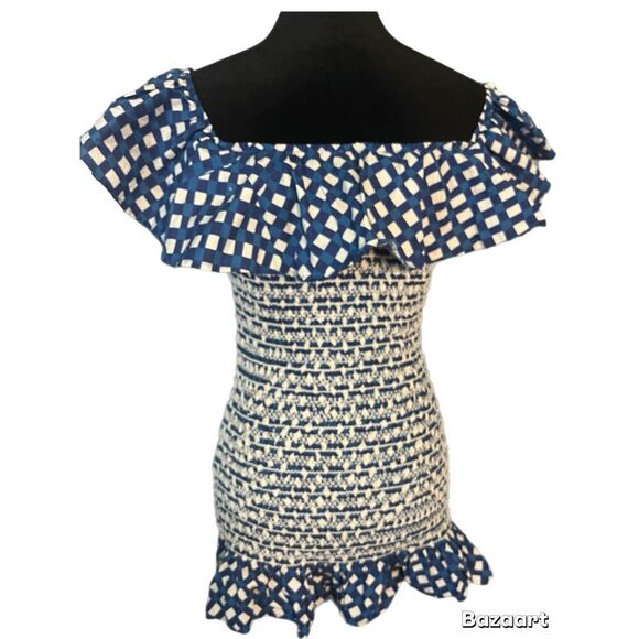 ANTHROPOLOGIE Corey Lynn Calter Off-The-Shoulder Smocked Mini Dress size small p - Picture 9 of 13